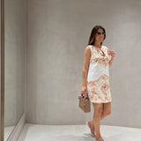 Vestido TWINSET em linho com estampado floral
