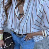 Blusa Lola às Riscas em Algodão | Semicouture
