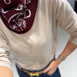 Bandana Triangular Malha com Caxemira Bordeaux | VIOLETA