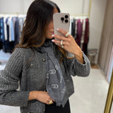 Cardigan em Mistura de Alpaca e Lã Cinza com Fio Lurex | Liu Jo