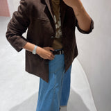 Blazer em Camurça Castanho Flora | Semicouture