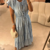 Vestido comprido Scotch & Soda de bordado inglês azul