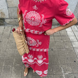 Conjunto Bordado Cereja com Detalhes em Coral | VIOLETA