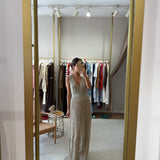 Vestido longo Nenette em malha dourado