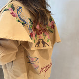 PRÉ ORDER Trench Coat Curto em Sarja Bege com Bordado Floral | FARM RIO