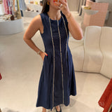 Vestido Midi Azul-marinho Minimal Chic | Violeta Store