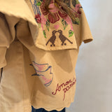 PRÉ ORDER Trench Coat Curto em Sarja Bege com Bordado Floral | FARM RIO
