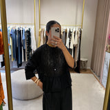 Camisa Cicely Preta em Bordado Inglês | Semicouture