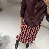 Casaco em Pele Sintética Bordeaux com Botões | TWINSET