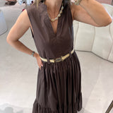 Vestido midi TWINSET em popelina castanha