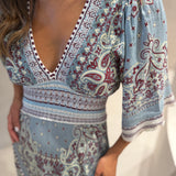 Vestido Midi Kátia Azul em Tricot Arabesco | CECILIA PRADO