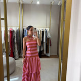 Vestido Midi Assimétrico Rosa Coral | Violeta Store