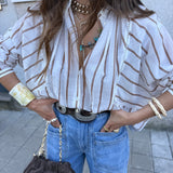 Blusa Lola às Riscas em Algodão | Semicouture