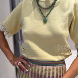 Blusa Dulce Amarela em Malha com Renda | CECILIA PRADO