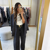 Jeans Cinza Wide com Cinto e Maxi Fivela | TWINSET