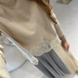 Camisola bege de malha SEMICOUTURE com renda