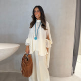 Blusa Renie Ecru em Georgette com Faixa | SEMICOUTURE
