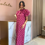 Vestido Midi Estampado Rosa | Violeta Store