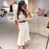 Vestido Midi em Renda Ecru Moody | ba&sh