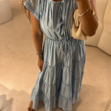 Vestido comprido Scotch & Soda de bordado inglês azul