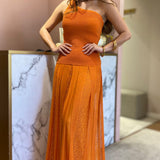 Vestido comprido NENETTE de ombro descoberto