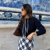 Cardigan Malha Azul Marinho com Laço  | VIOLETA STORE