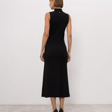 Vestido Longo Preto em Malha com Crochet | TWINSET