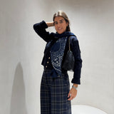 Cardigan Azul Marinho em Malha de Lã com Botões Dourados | Liu Jo