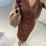Vestido midi TWINSET em malha lurex com botões