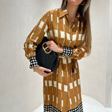 Vestido midi Ottod'ame com print castanho