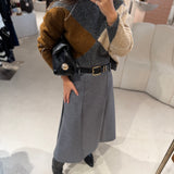 Camisola Oversized em Mistura de Alpaca Cinza e Camel Gaston | SEMICOUTURE