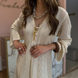 Vestido comprido TWINSET em malha tricotada bege