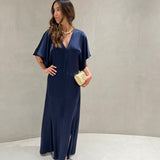 Vestido midi Ottod'ame acetinado azul