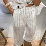Calça Palazzo em Linho com Riscas | LIU JO