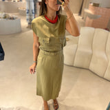 Vestido de linho Semicouture com abertura nas costas