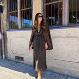 Vestido Midi Boho Chic com Print Pele de Cobra Castanho Saha | ba&sh