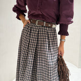 Saia de Lã Estampa Xadrez em Verde | VIOLETA