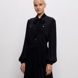 Vestido Curto Preto com Saia de Malha | TWINSET