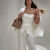 Top TWINSET em cetim branco com textura