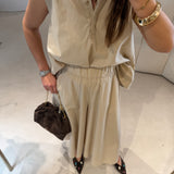 Conjunto Blusa e Calça em Popelina Bege | OTTOD'AME