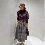 Saia de Lã Estampa Xadrez em Verde | VIOLETA