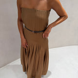 Vestido Norma em Camel | Semicouture