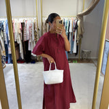 Vestido midi Ottod'ame em popelina bordeuax