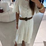 Vestido Midi em Renda Ecru Moody | ba&sh