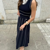 Conjunto em Malha Azul com Pesponto | LIU JO