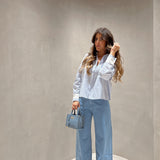Calça de ganga wide leg clara