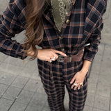 Macacão Xadrez Bibury com Botões Frontais | Violeta