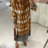 Vestido midi Ottod'ame com print castanho