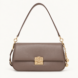 Mala de ombro taupe com fecho dourado | LIUJO