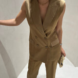 Conjunto TWINSET acetinado em kaki